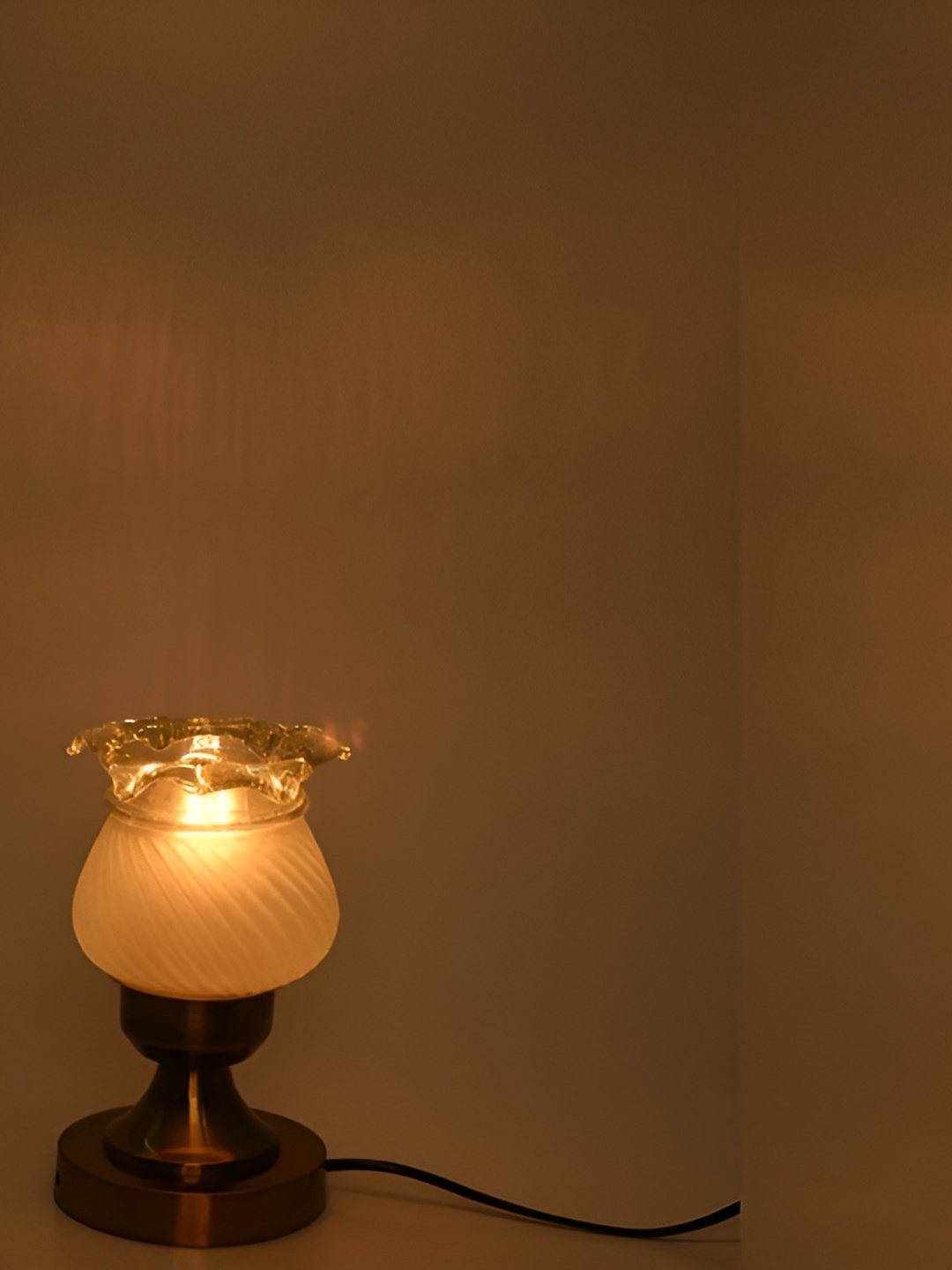 

1ST TIME Yellow Textured Metal Contemporary Bell Shaped Table Lamp
