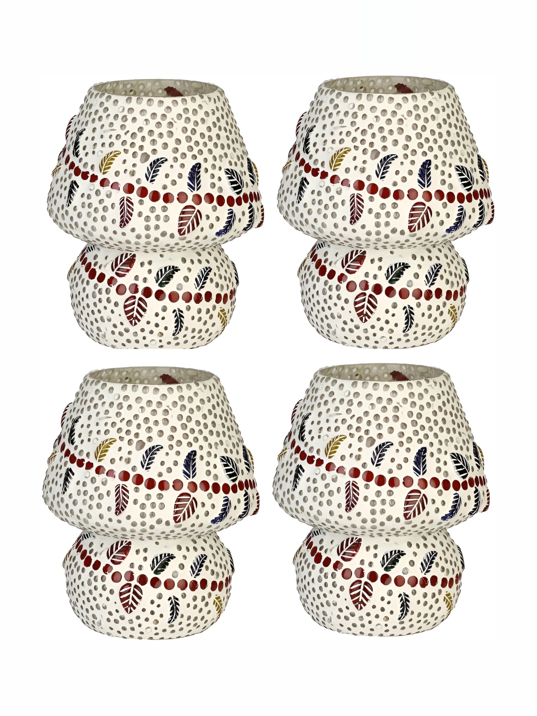 

1ST TIME White & Red 4 Pieces Textured Glass Contemporary Table Lamps