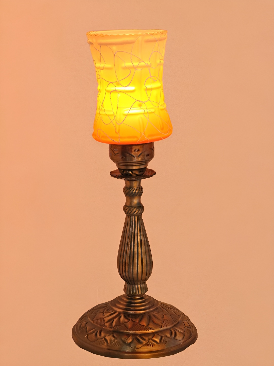 

1ST TIME Orange Printed Metal Contemporary Table Lamp