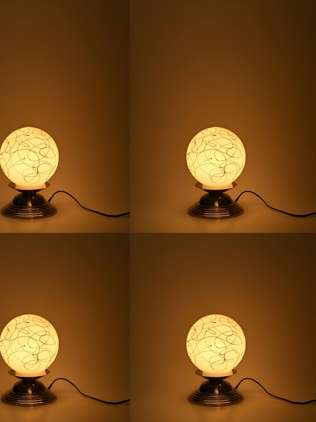 

1ST TIME Yellow Printed Metal Traditional Spherical Table Lamp