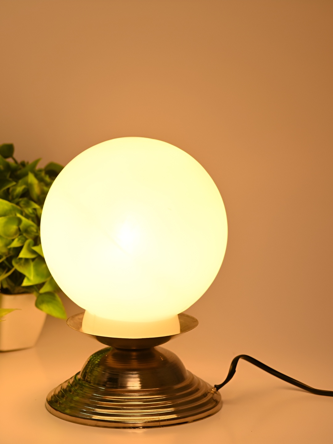 

1ST TIME Yellow Metal Traditional Spherical Table Lamp