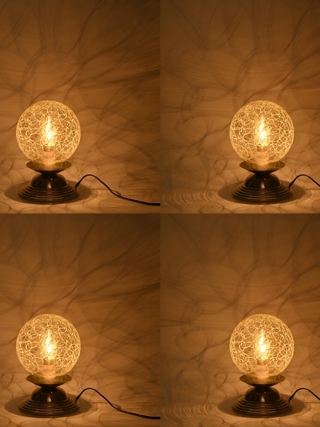

1ST TIME Yellow 4 Pieces Printed Metal Spherical Table Lamps