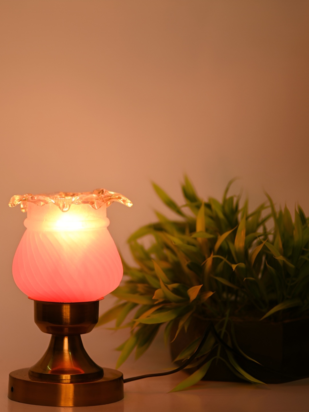 1ST TIME Red Metal Traditional Bell Shaped Table Lamp