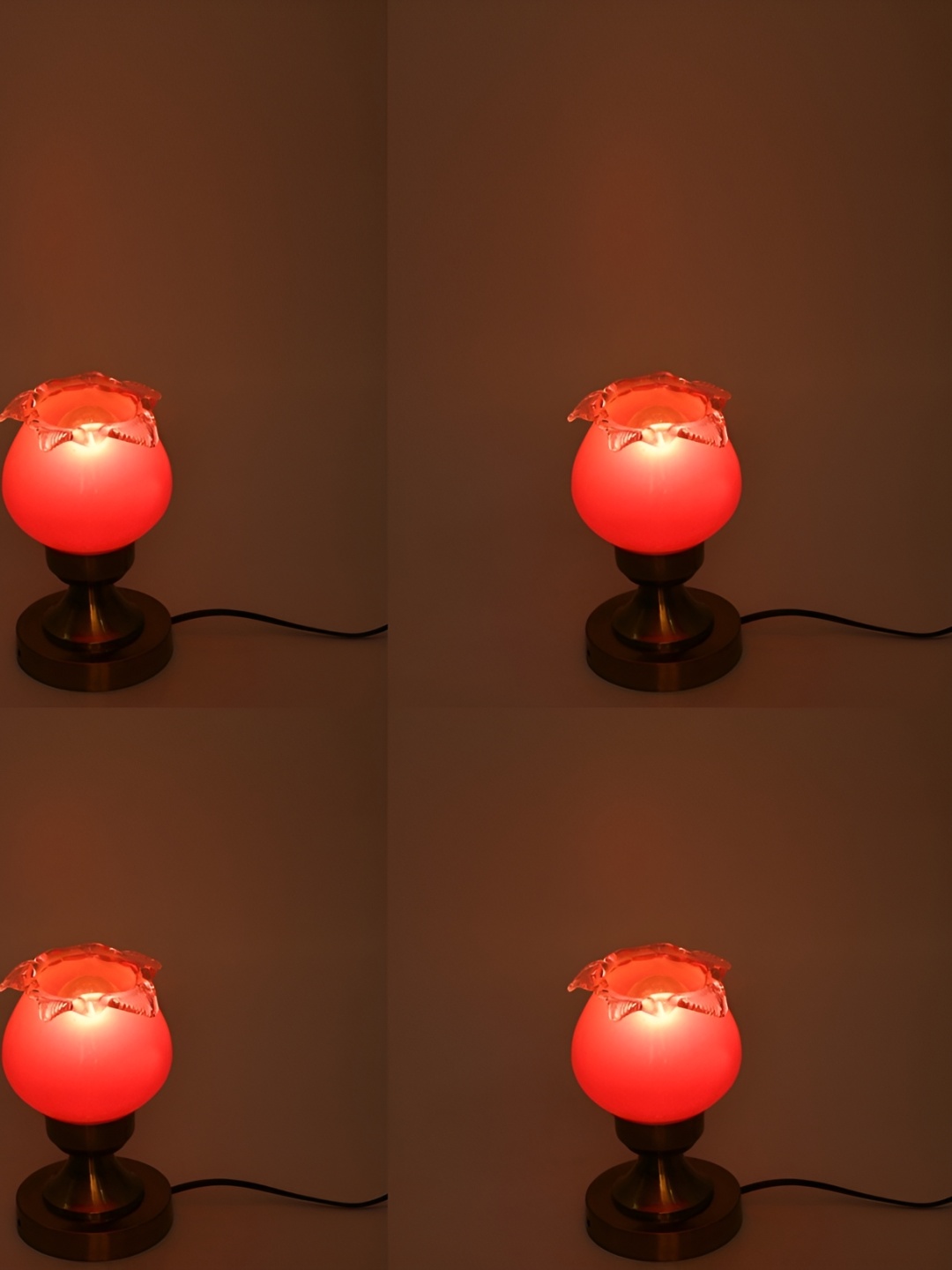 

1ST TIME Pink 4 Pc Textured Metal Traditional Bell Shaped Table Lamp