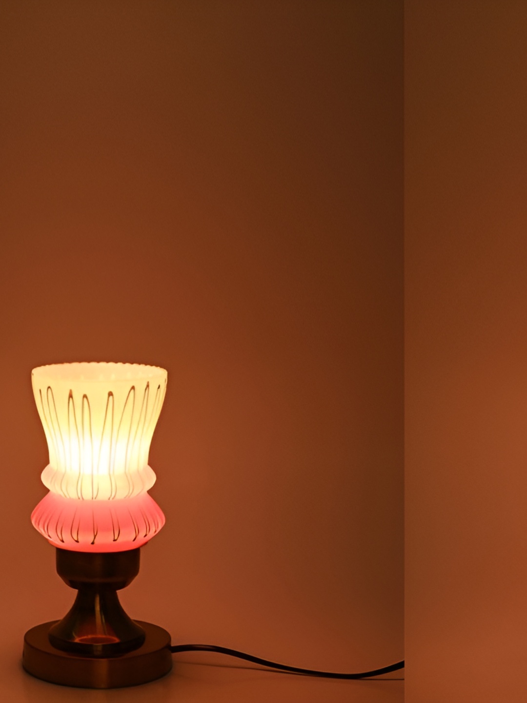 

1ST TIME Pink & White Printed Metal Contemporary Abstract Shaped Table Lamp