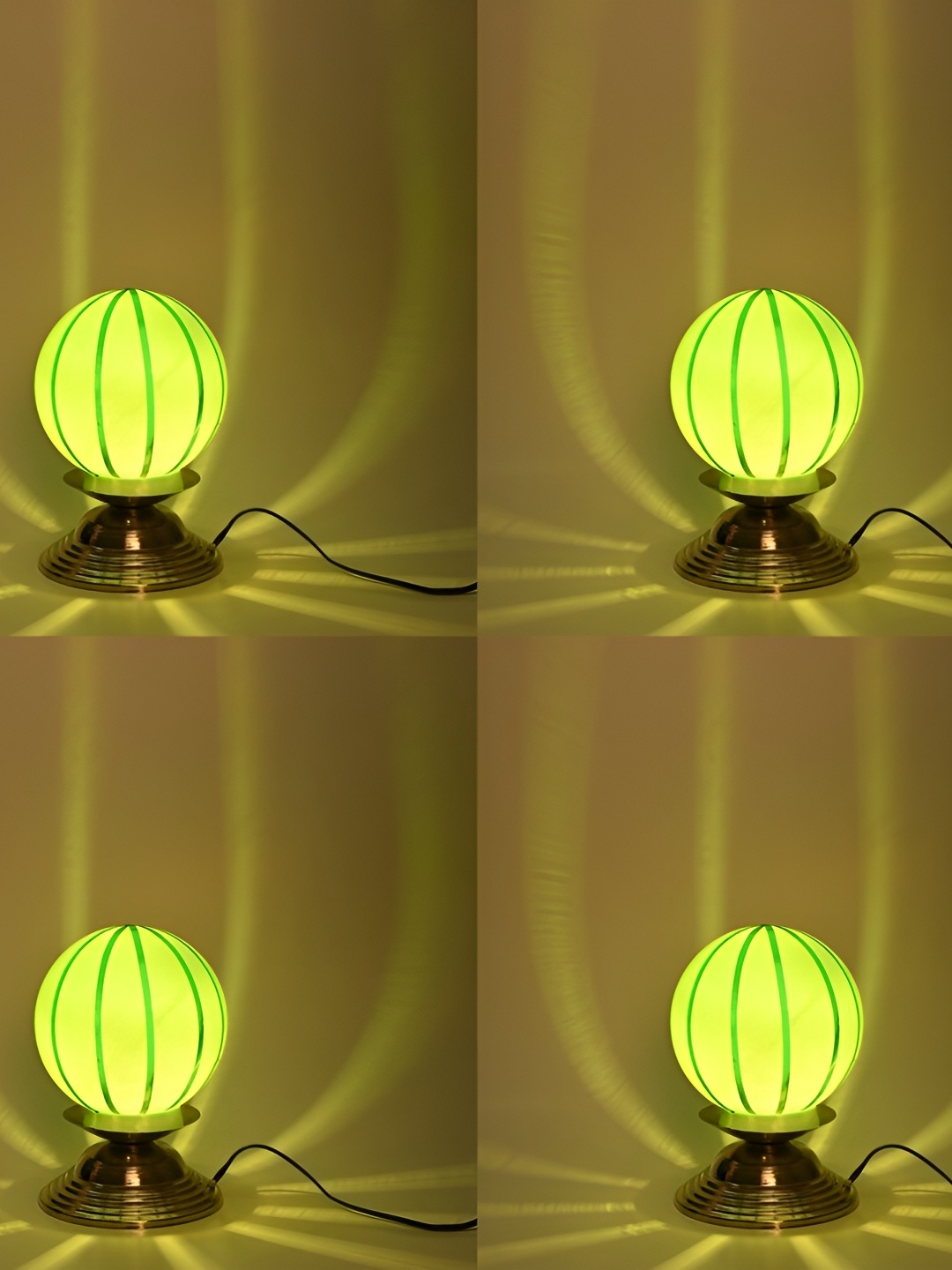 1ST TIME Green 4 Pcs Textured Metal Spherical Table Lamp