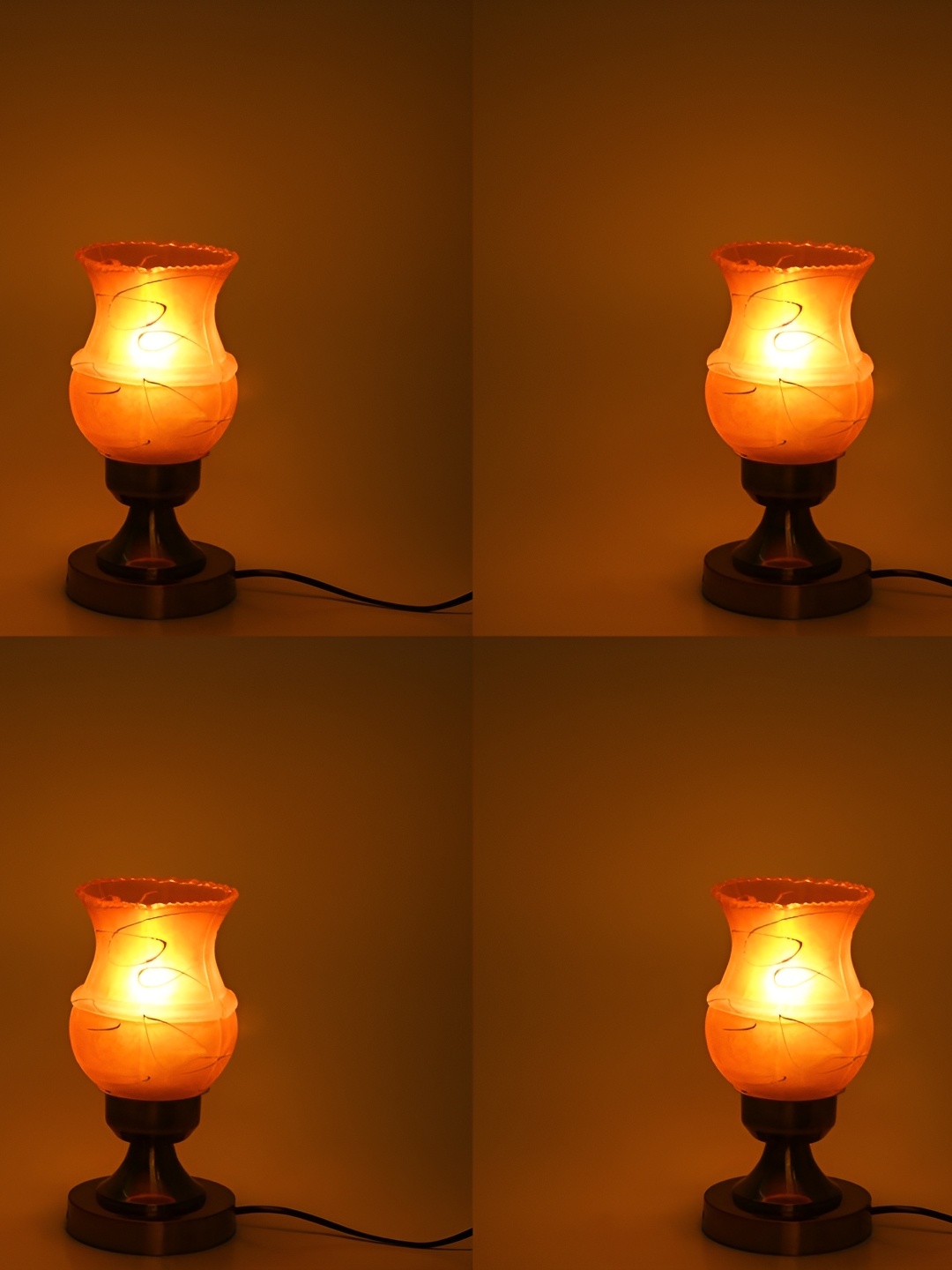 

1ST TIME Black & Yellow 4 Pieces Printed Abstract Shaped Contemporary Table Lamps