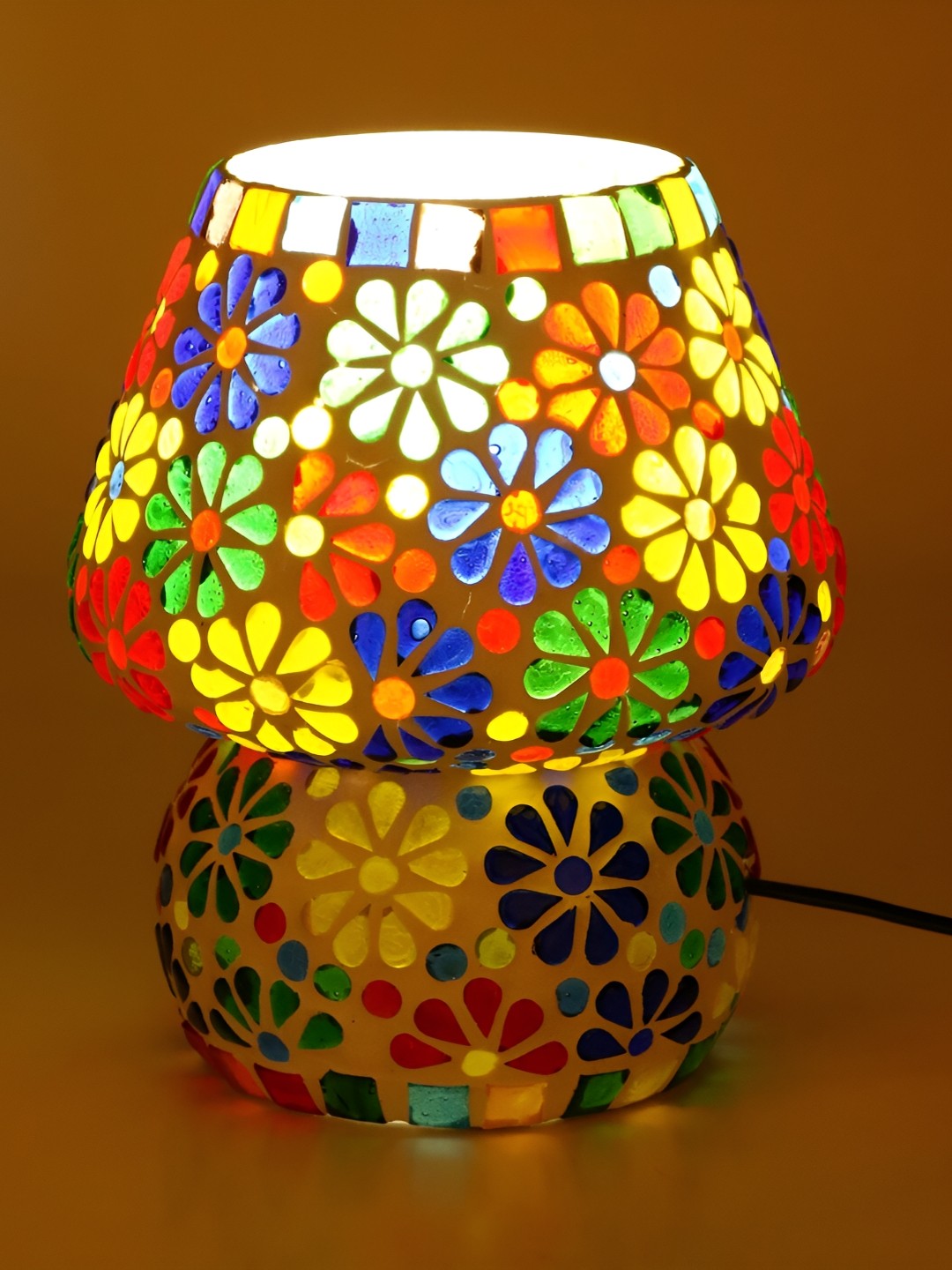 

1ST TIME White & Red Textured Glass Abstract Shaped Traditional Table Lamp