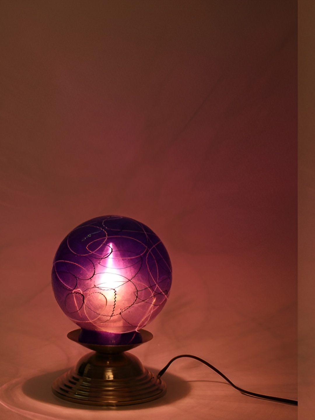 

1ST TIME Purple 2 Pieces Metal Printed Contemporary Spherical Shaped Table Lamp