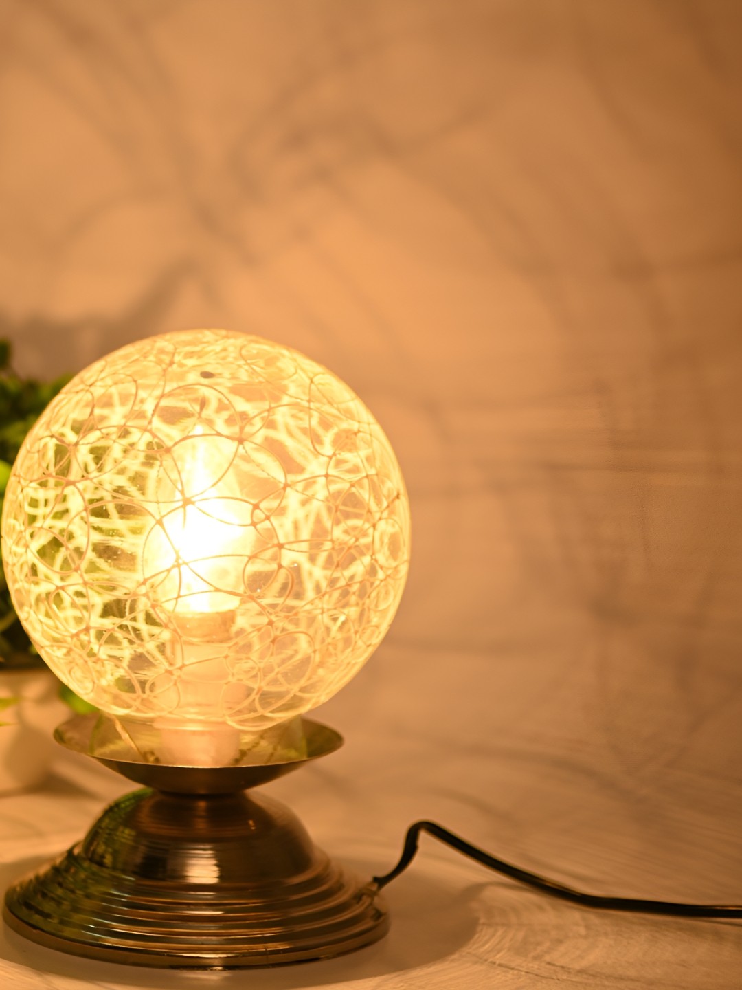 

1ST TIME White & Transparent Printed Metal Contemporary Table Lamp