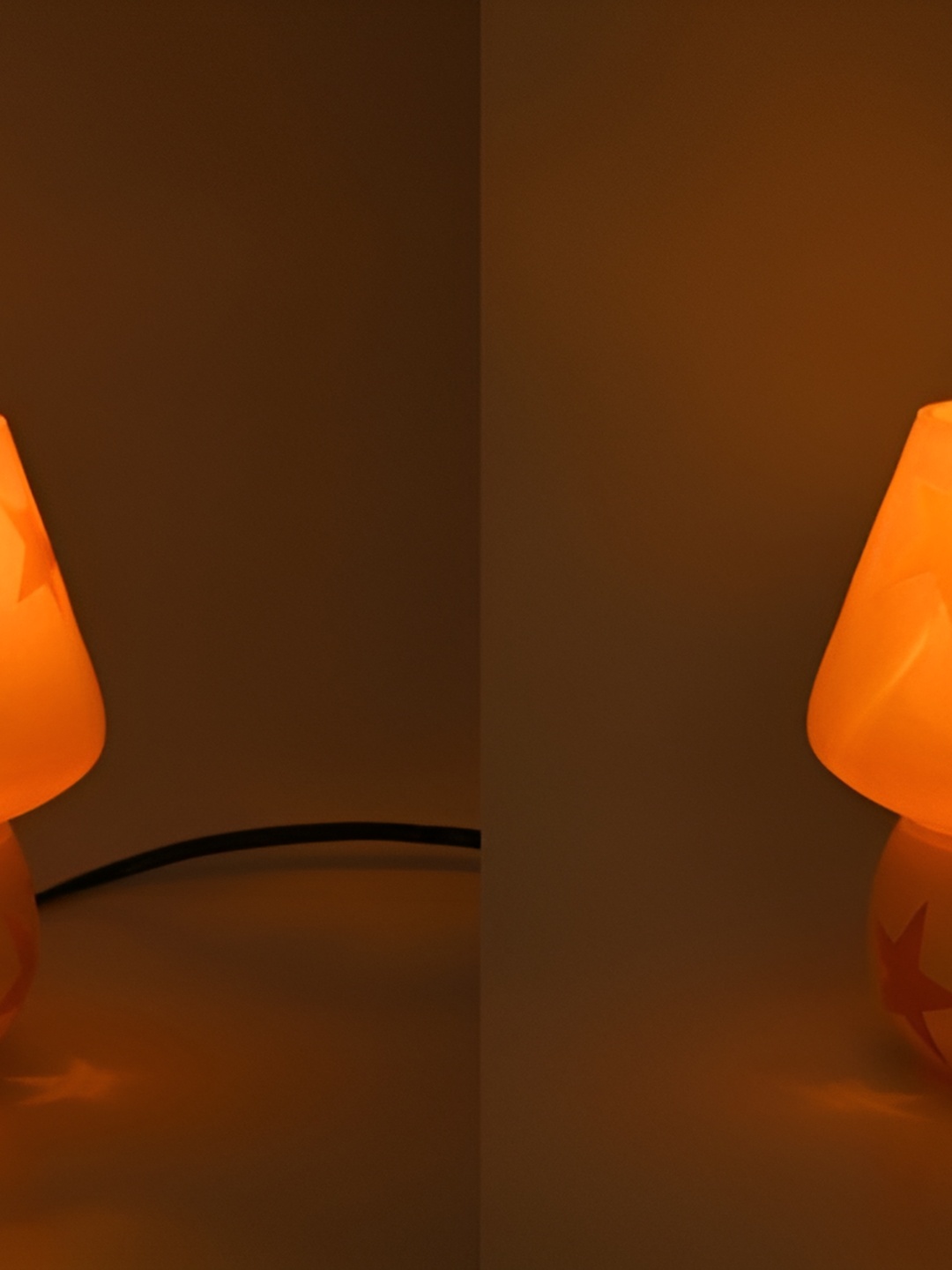 

1ST TIME Orange 2 Pieces Printed Metal Traditional Abstract Shaped Table Lamp