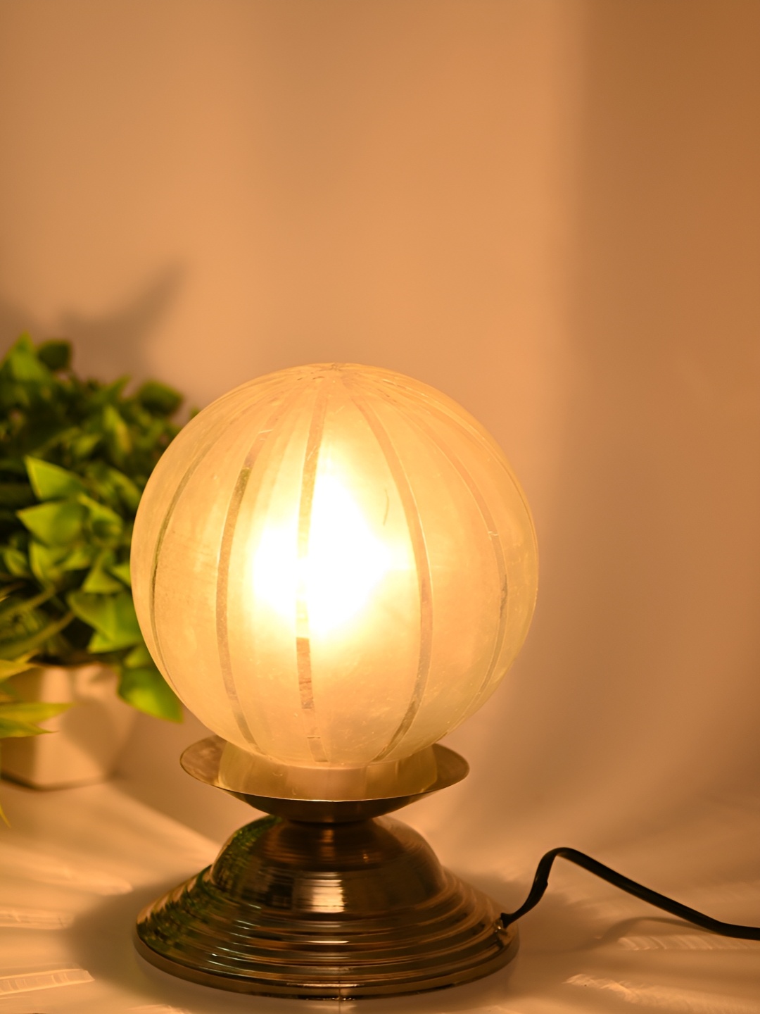 

1ST TIME Yellow Printed Metal Contemporary Spherical Table Lamp