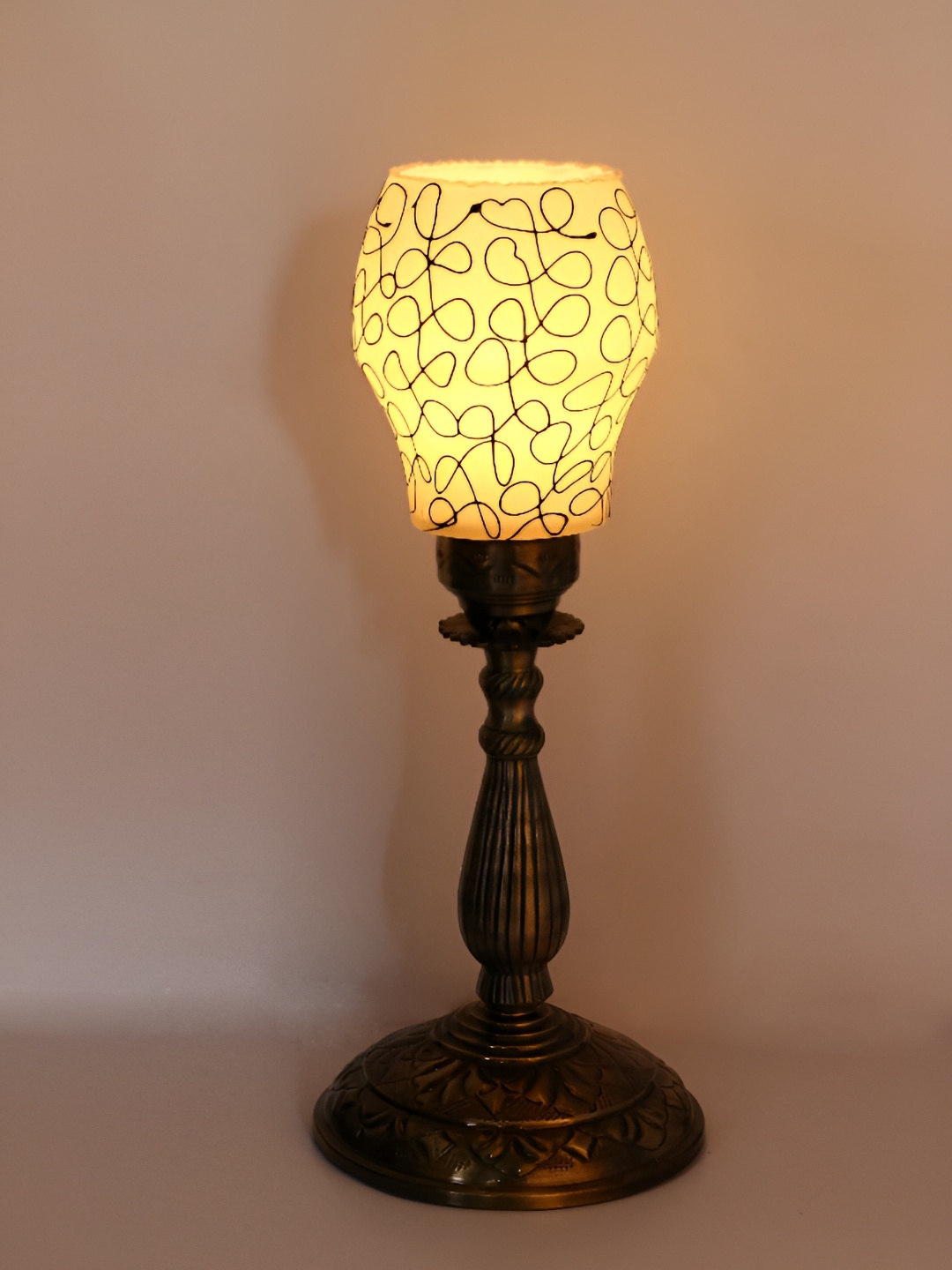 

1ST TIME Yellow Printed Metal Traditional Abstract Shaped Table Lamp