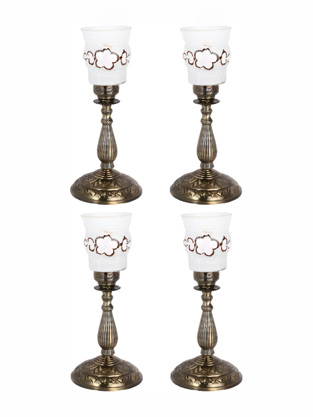 

1ST TIME White 4 Pc Printed Metal Traditional Abstract Shaped Table Lamp