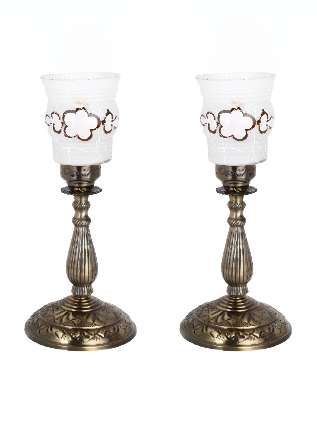 

1ST TIME White Printed 2 Pieces Traditional Metal Table Lamp