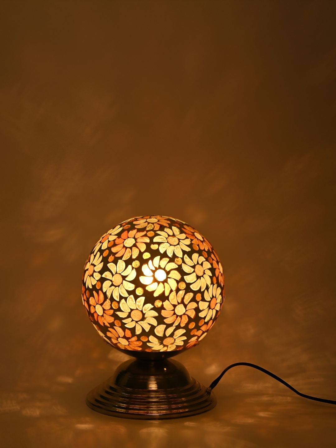 

1ST TIME Black Printed Metal Contemporary Spherical Table Lamp