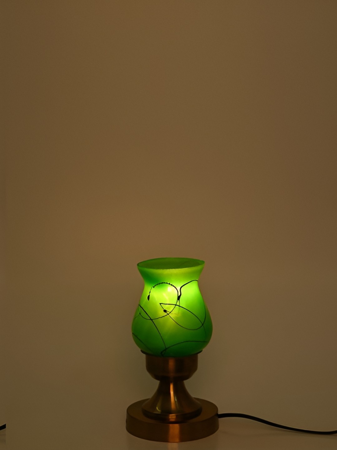 

1ST TIME Green & Black 2 Pieces Printed Metal Contemporary Table Lamps
