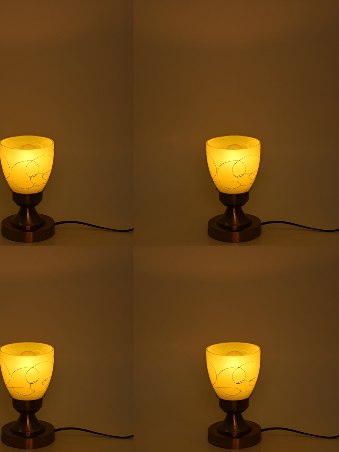 1ST TIME Black & Yellow 4 Pieces Printed Metal Contemporary Table Lamps