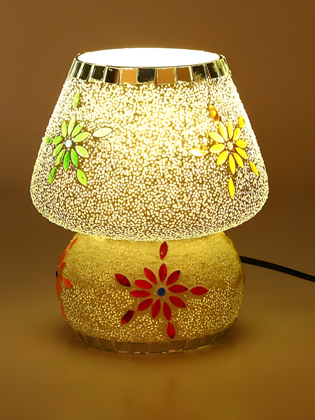 

1ST TIME White Textured Glass Traditional Abstract Shaped Table Lamp