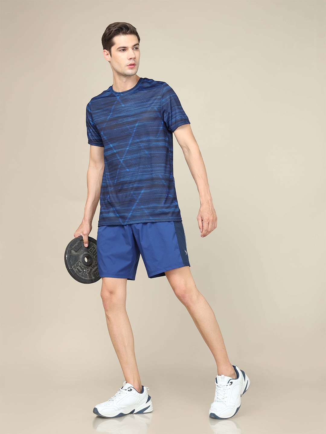 

Technosport Men Striped Slim Fit T-shirt, Navy blue