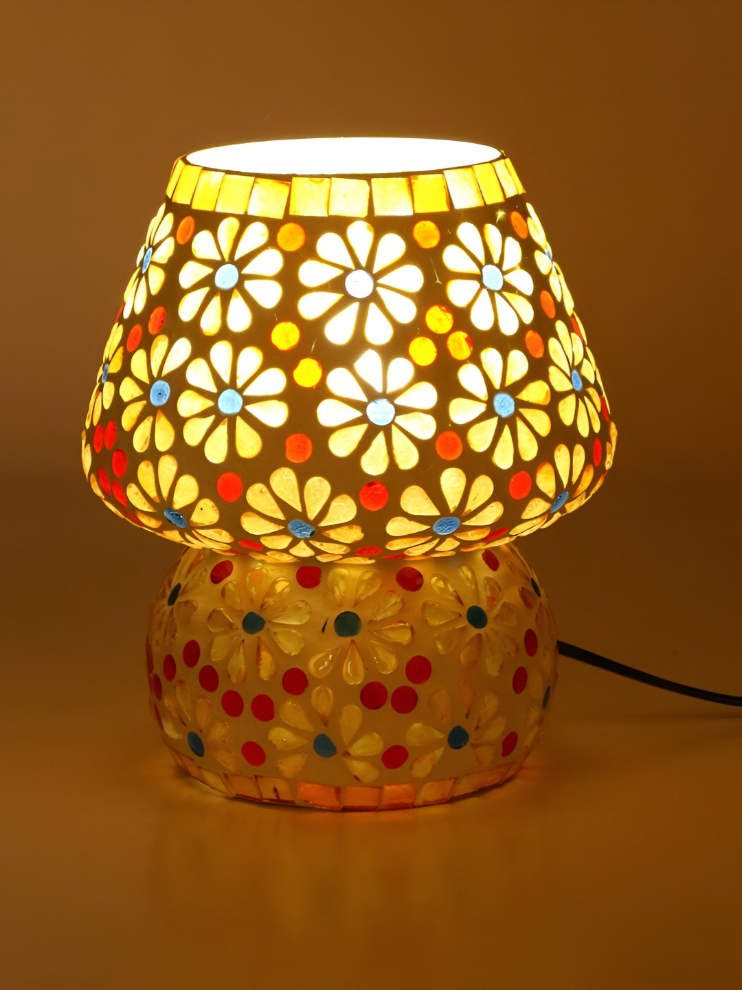 

1ST TIME White Textured Glass Contemporary Frustum Shaped Table Lamp