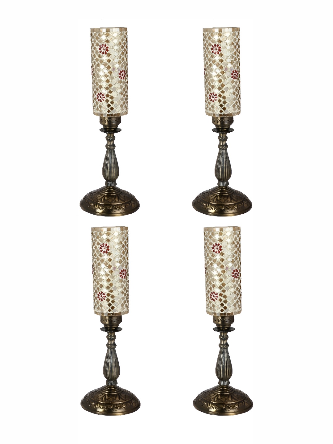 

1ST TIME White 4 Pieces Textured Metal Traditional Cylindrical Shaped Table Lamps