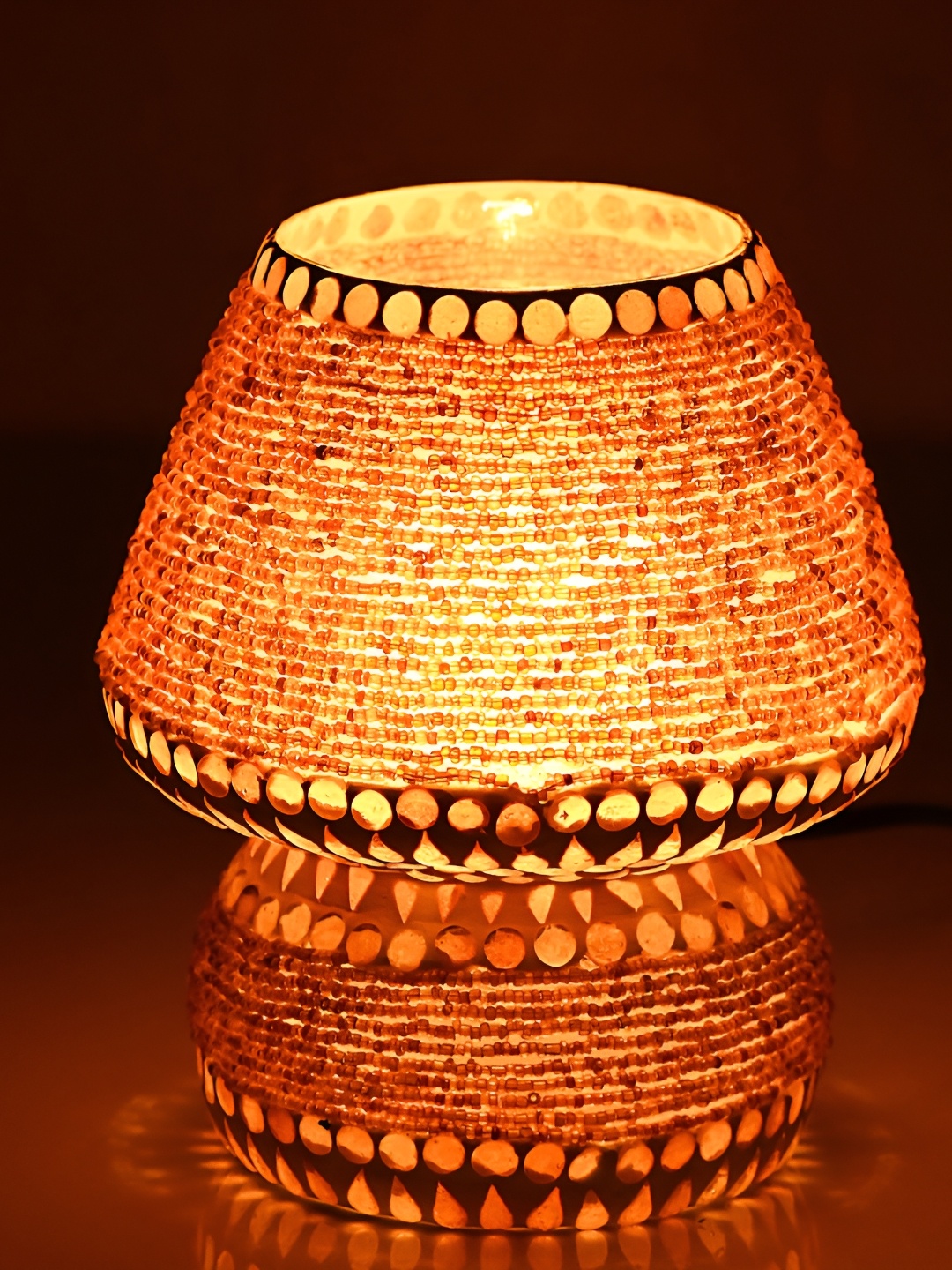 

1ST TIME Yellow Textured Glass Contemporary Frustum Shaped Table Lamp