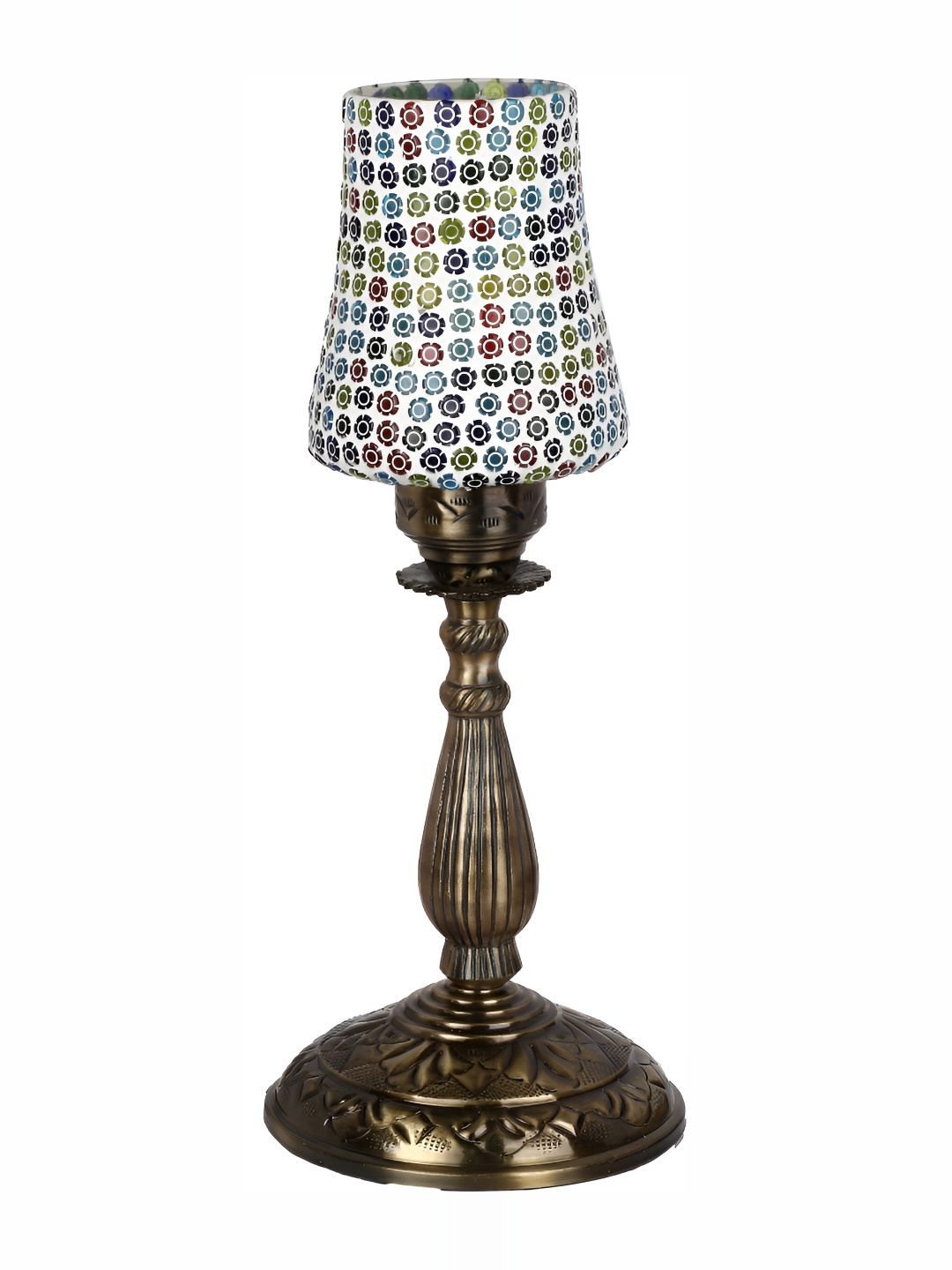 

1ST TIME Gold-Toned Textured Traditional Frusturical Shaped Table Lamp