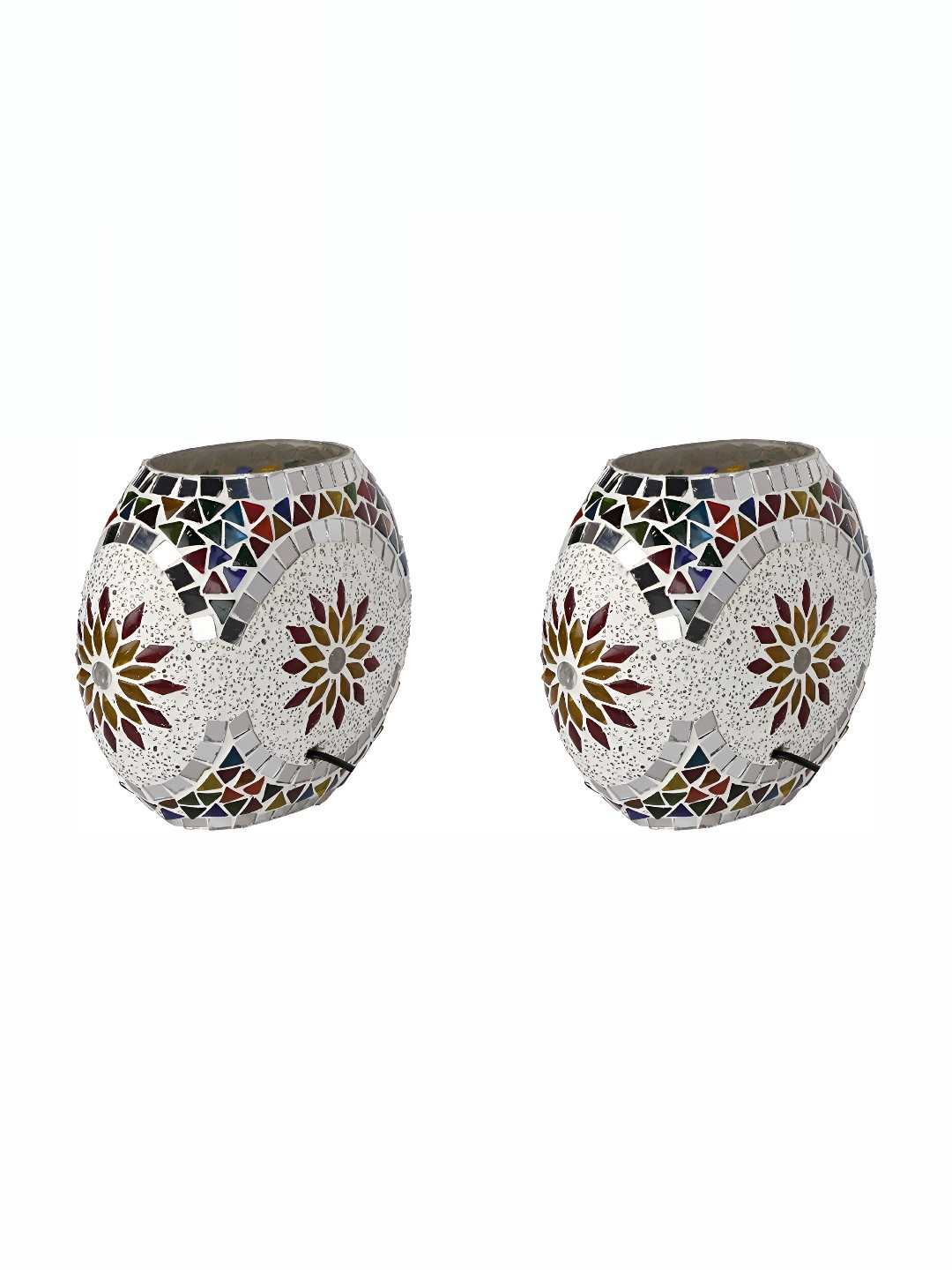 

1ST TIME White 2 Pcs Textured Glass Traditional Abstract Shaped Table Lamps