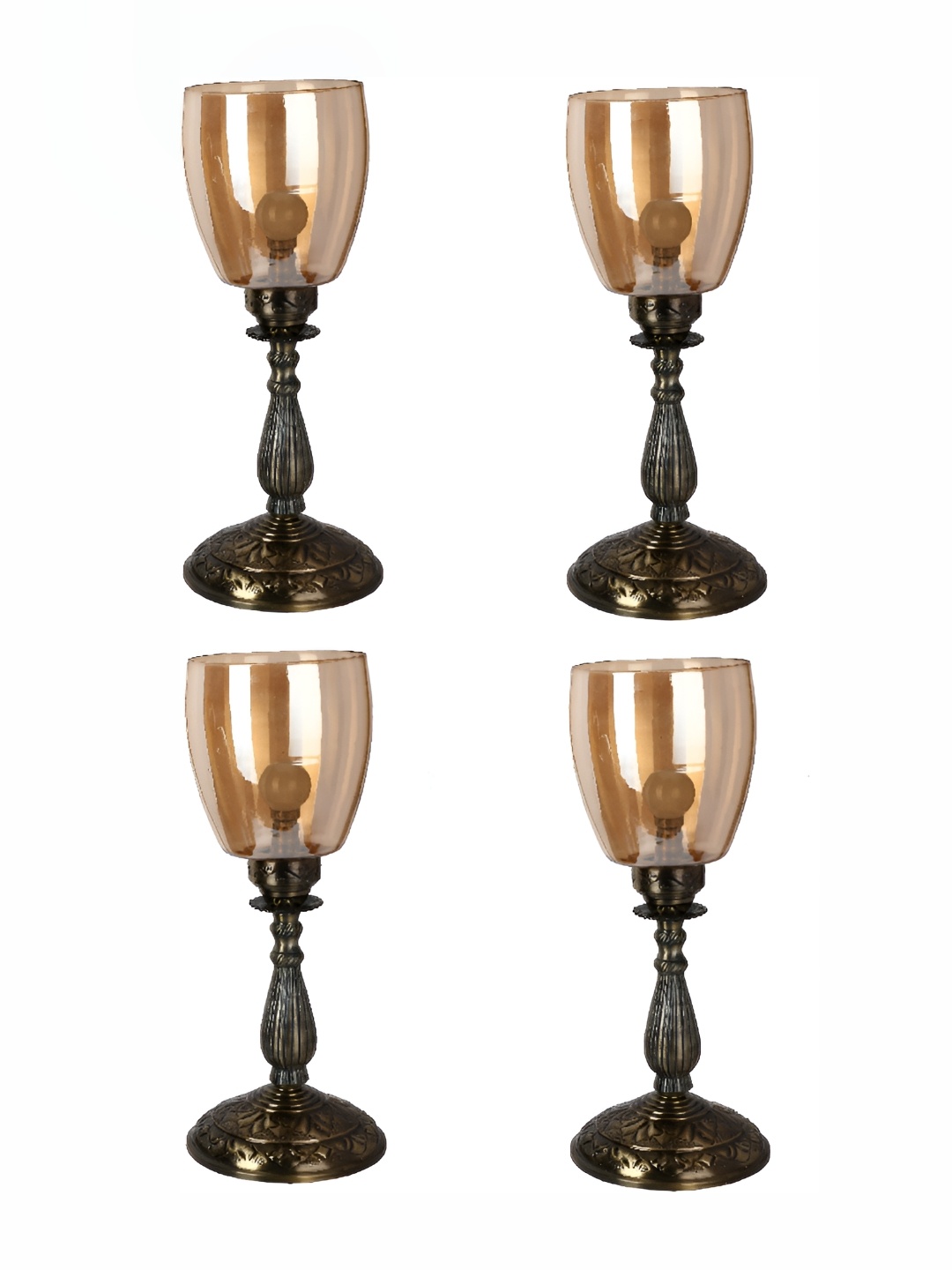 

1ST TIME Gold-Toned 4 Pieces Abstract Shaped Traditional Table Lamps