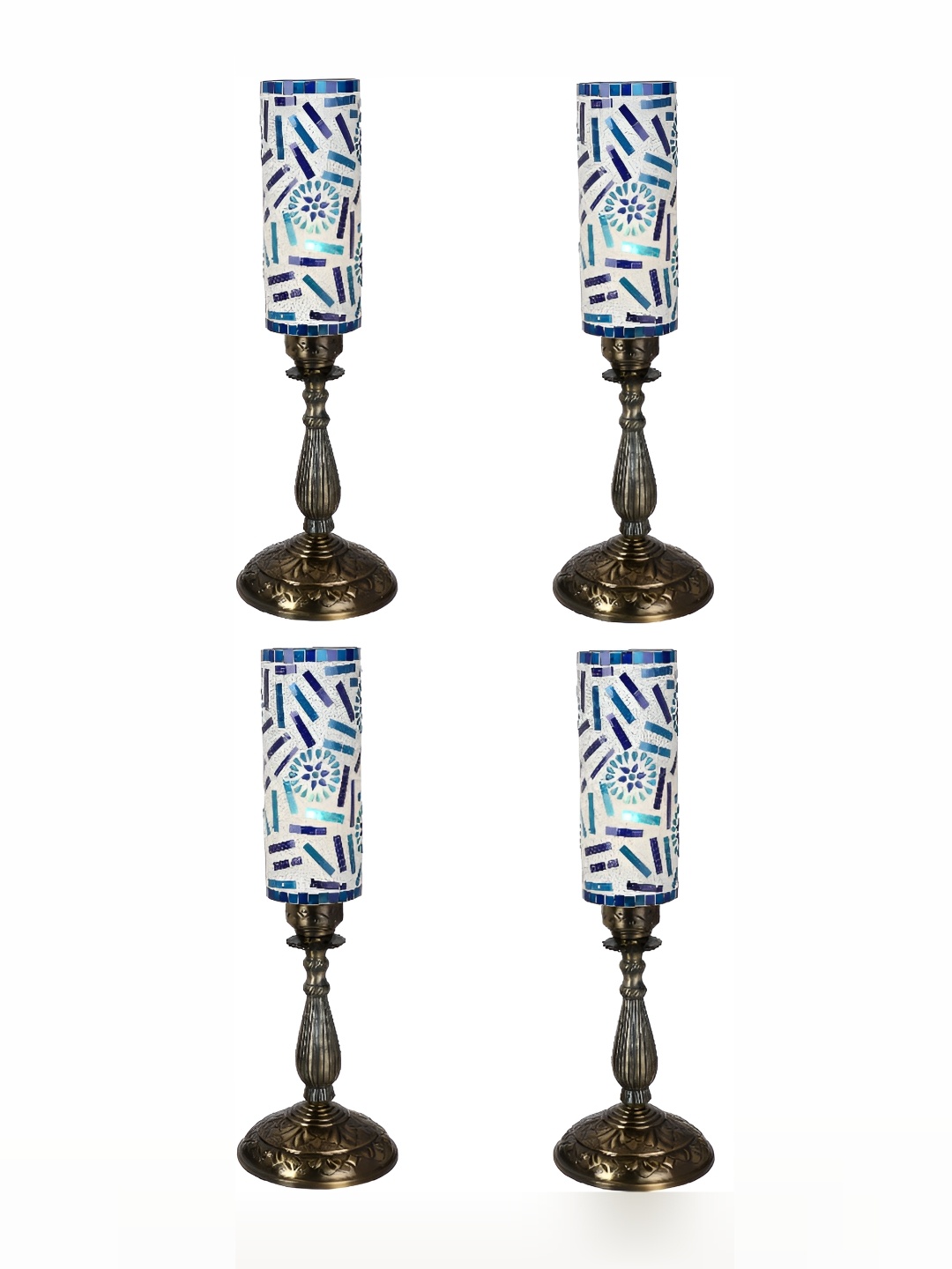 

1ST TIME White 4 Pieces Textured Metal Cylindrical Contemporary Table Lamps