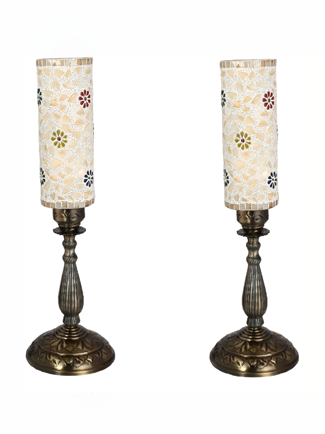 

1ST TIME White 2 Pieces Printed Metal Contemporary Table Lamp