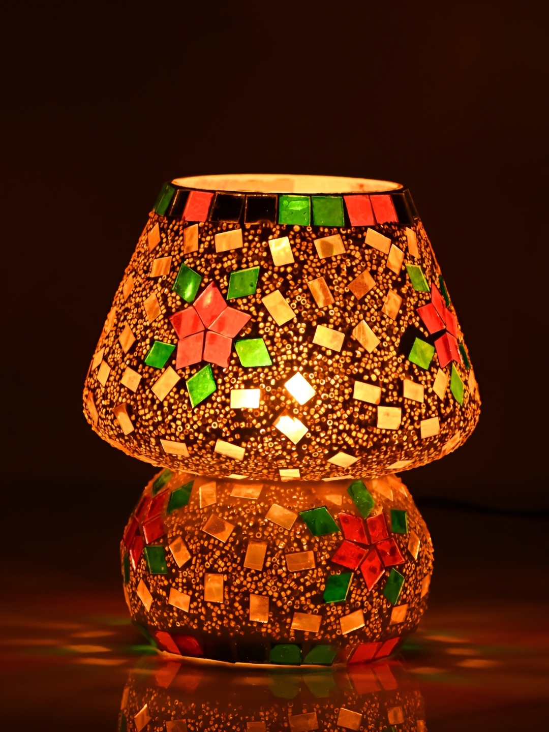 

1ST TIME Yellow & Green Textured Glass Contemporary Table Lamp