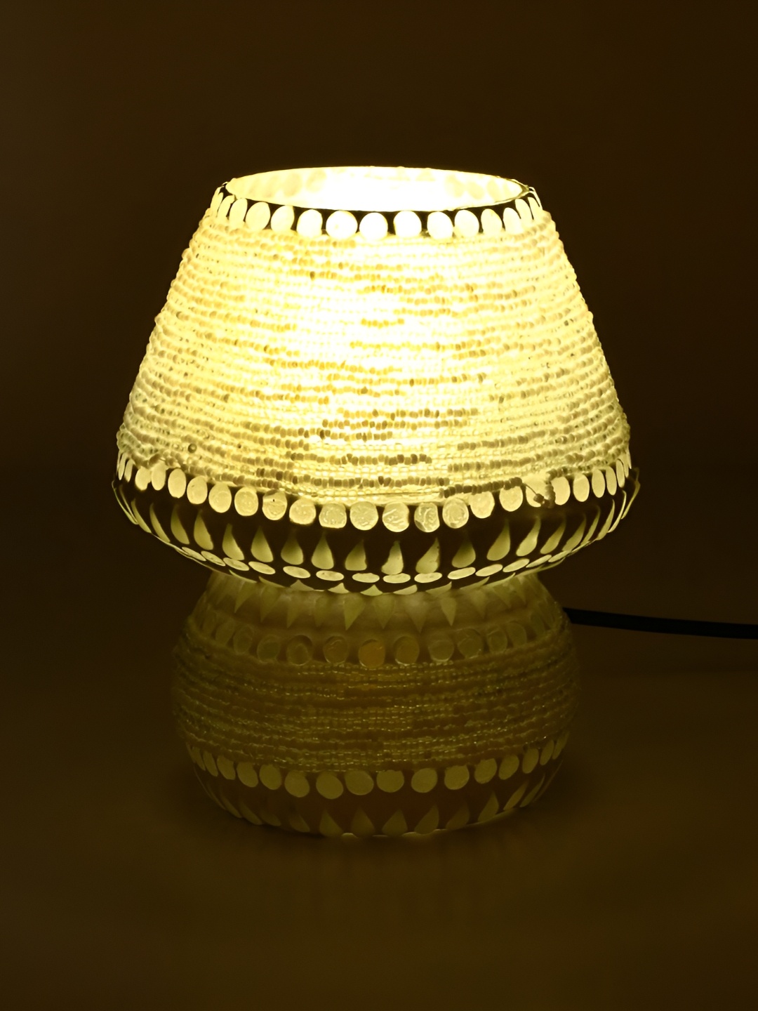 

1ST TIME White & Grey Textured ContemporaryGlass Abstract Shaped Table Lamp