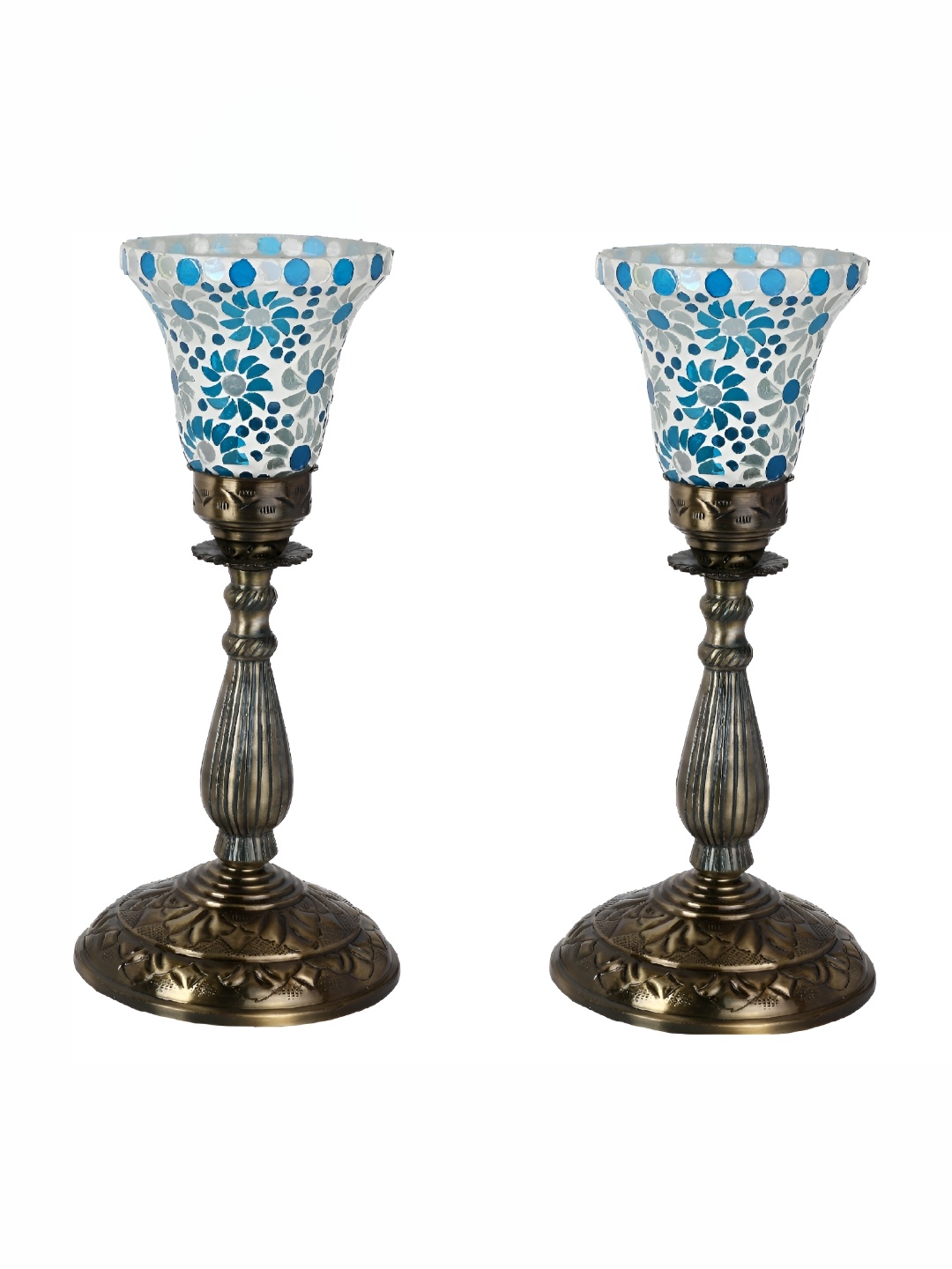 

1ST TIME Black 2 Pieces Textured Metal Traditional Bell Shaped Table Lamp