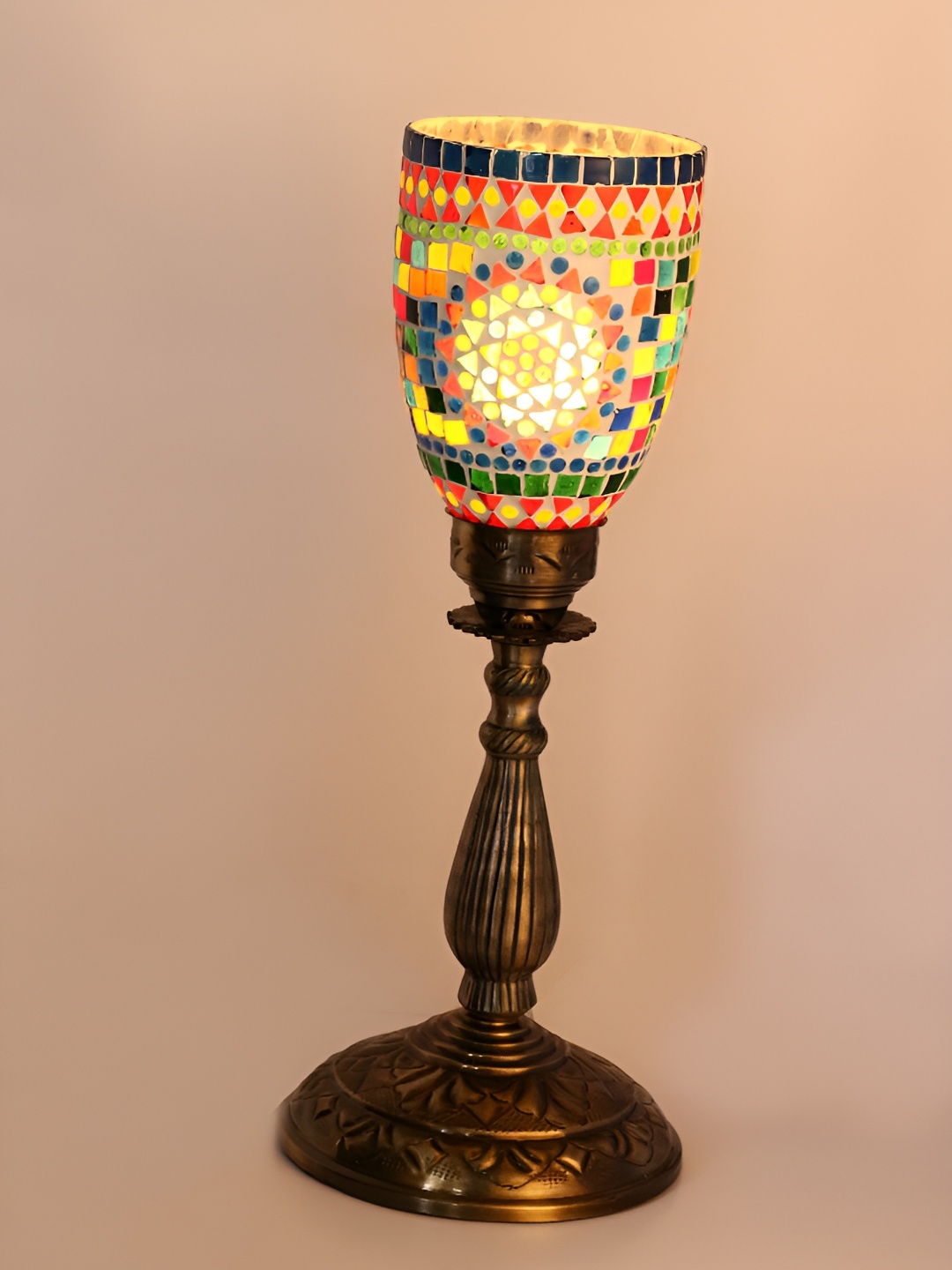 

1ST TIME White & Green Textured Metal Abstract Traditional Table Lamp