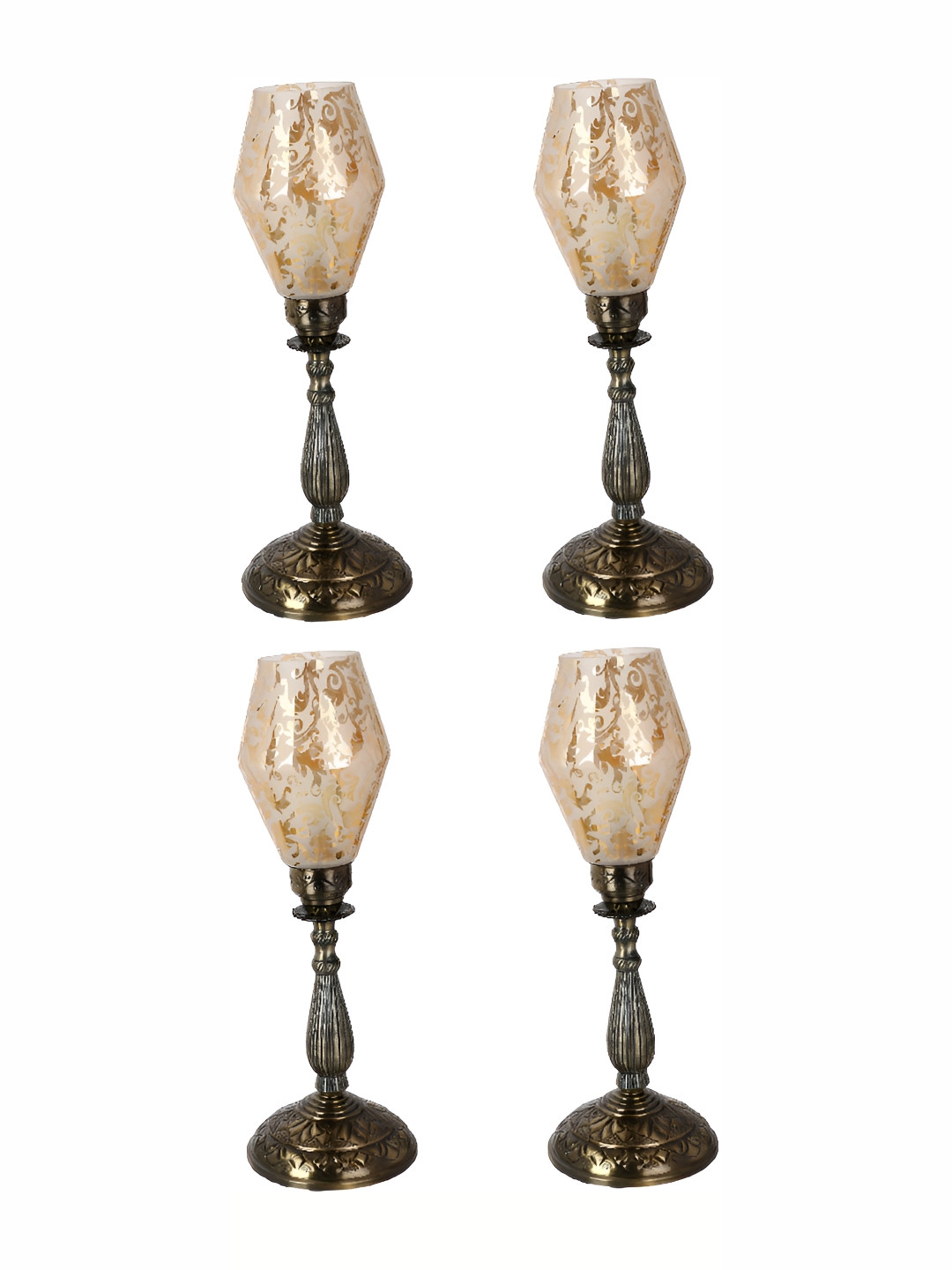 

1ST TIME Gold-Toned 4 Pieces Printed Metal Contemporary Table Lamp