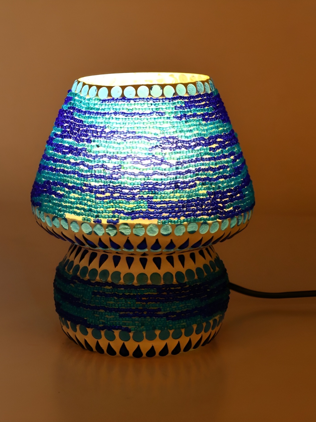 

1ST TIME White & Blue Colourblocked Glass Contemporary Abstract Shaped Table Lamp