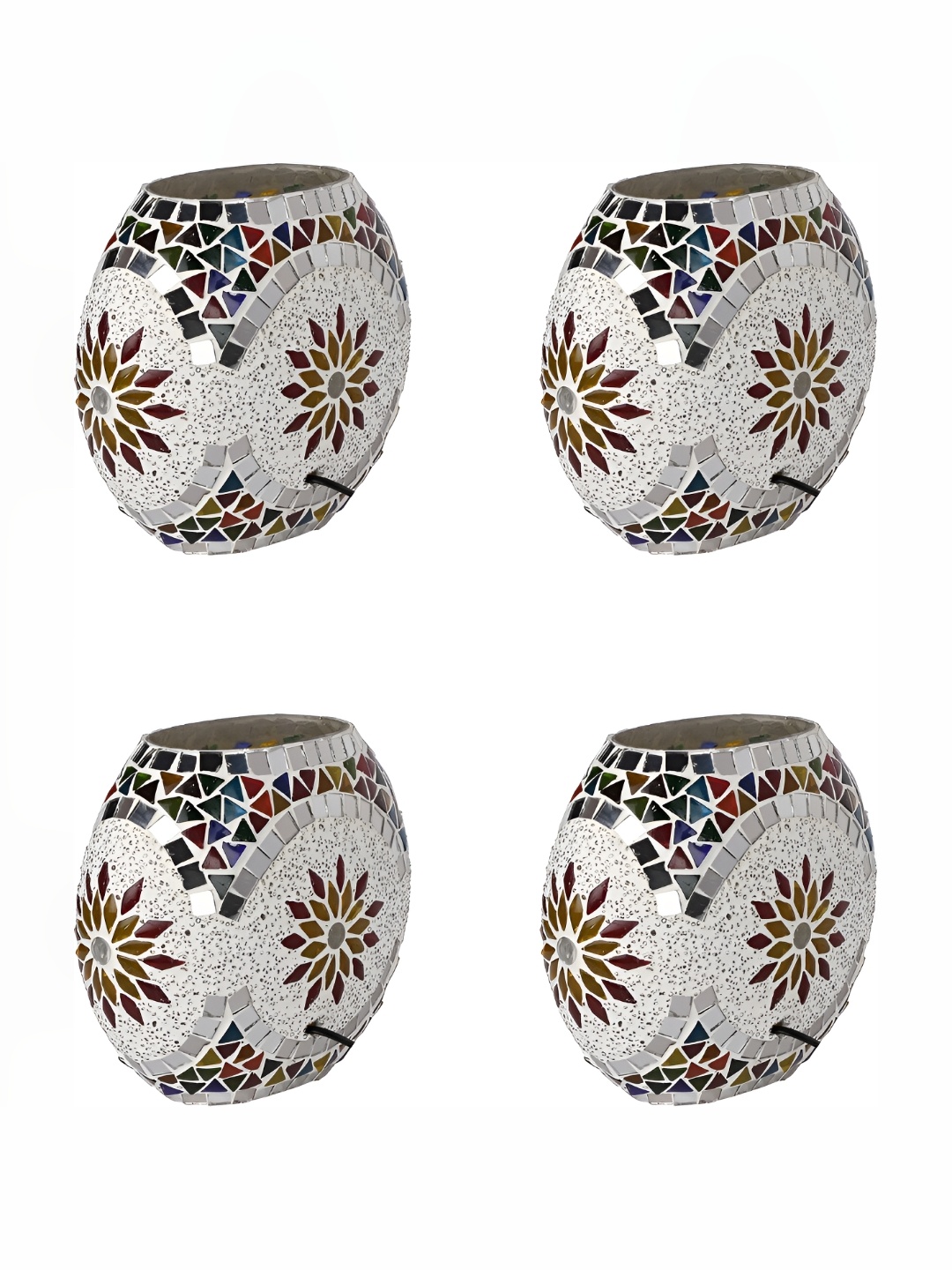 1ST TIME White 4 Pieces Textured Glass Traditional Semi-Sphere Table Lamps