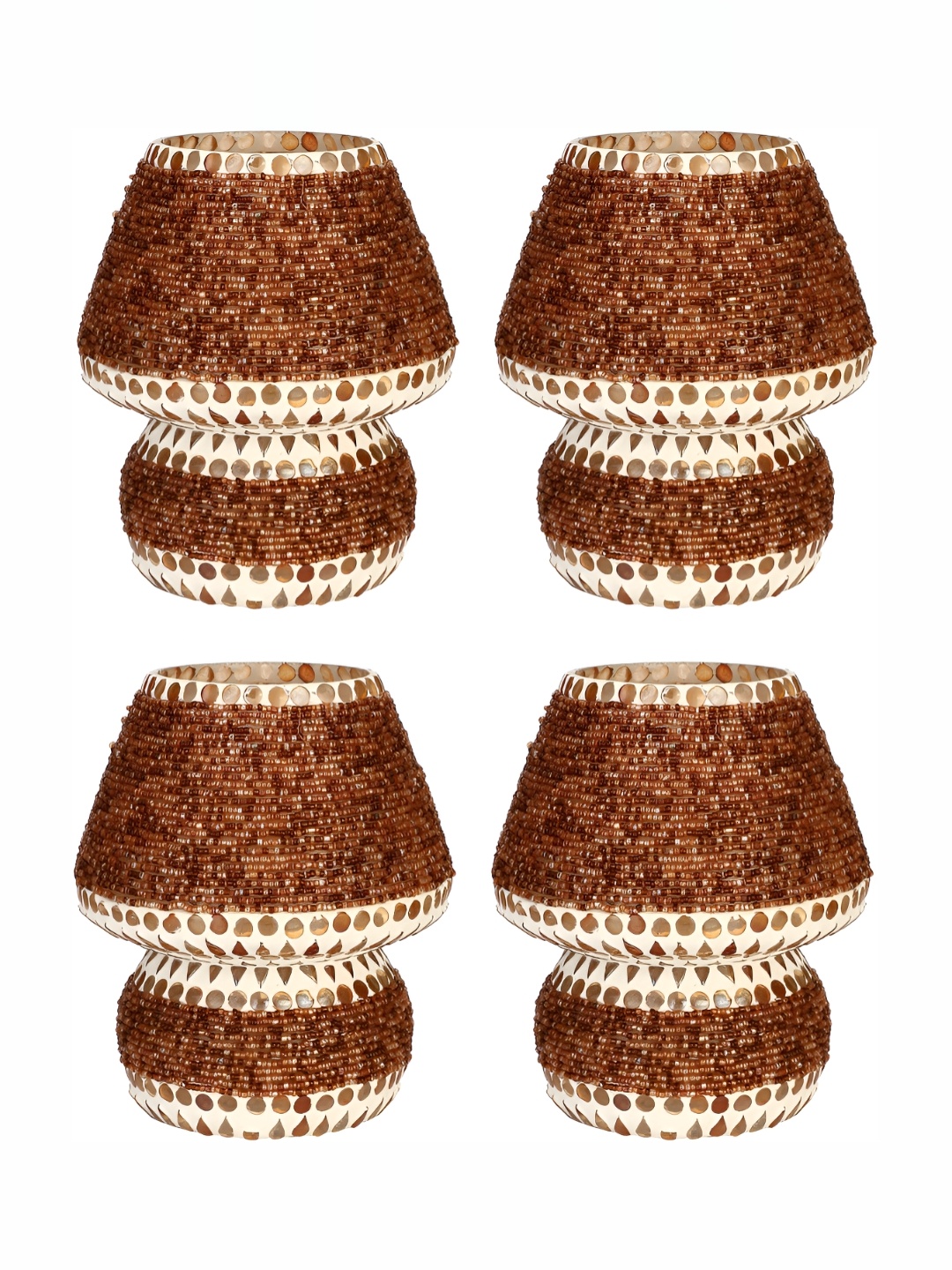 

1ST TIME Brown & White 4 Pieces Textured Glass Contemporary Abstract Shaped Table Lamps