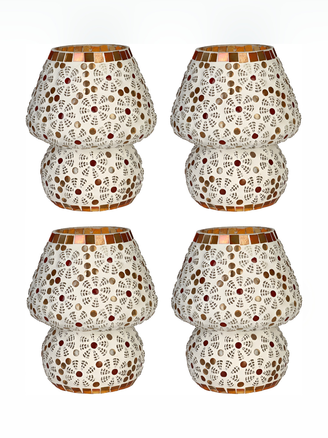 

1ST TIME White 4 Pieces Textured Glass Traditional Abstract Shaped Table Lamp