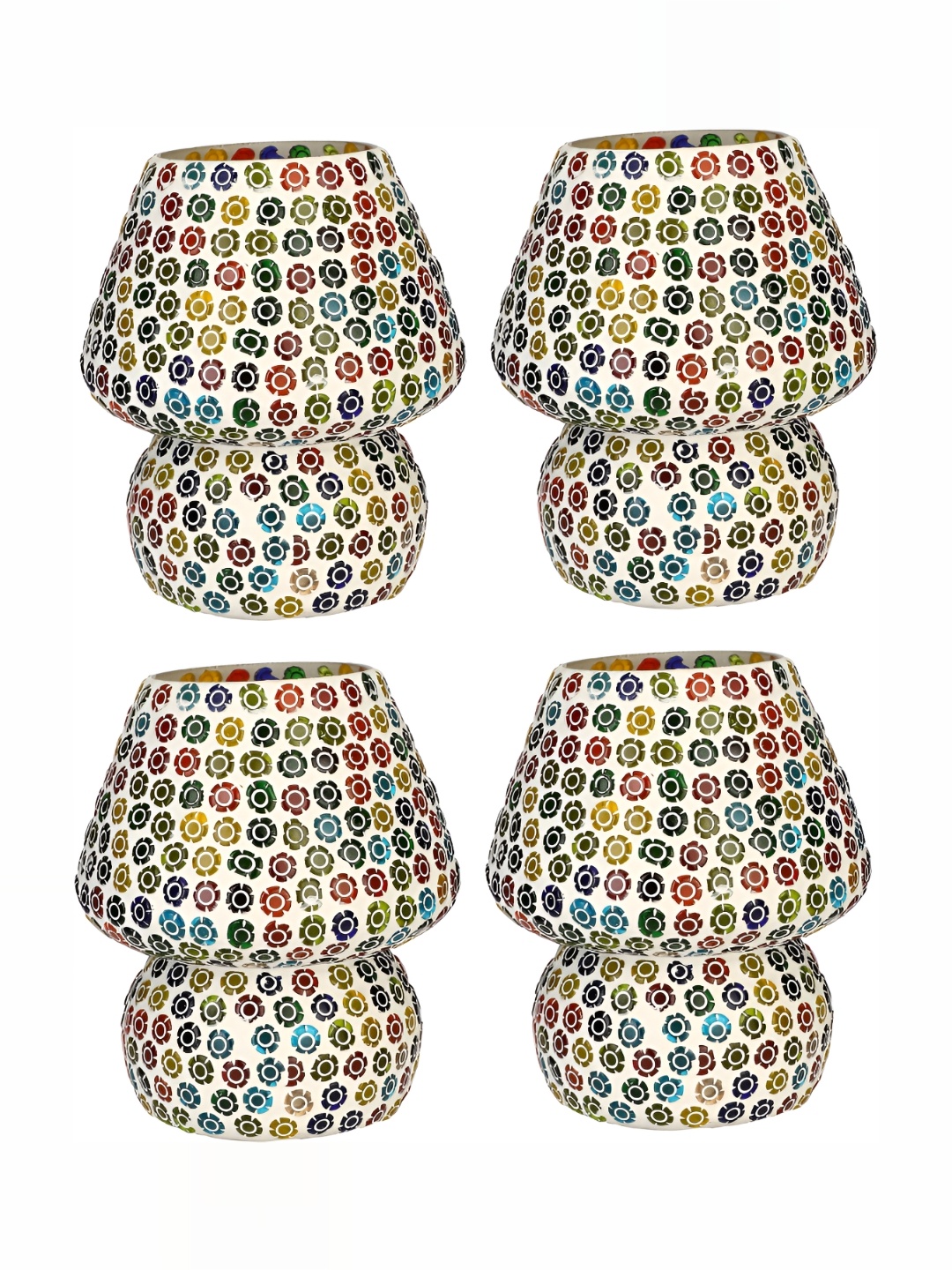 

1ST TIME White 4 Pieces Textured Glass Contemporary Abstract Shaped Table Lamps