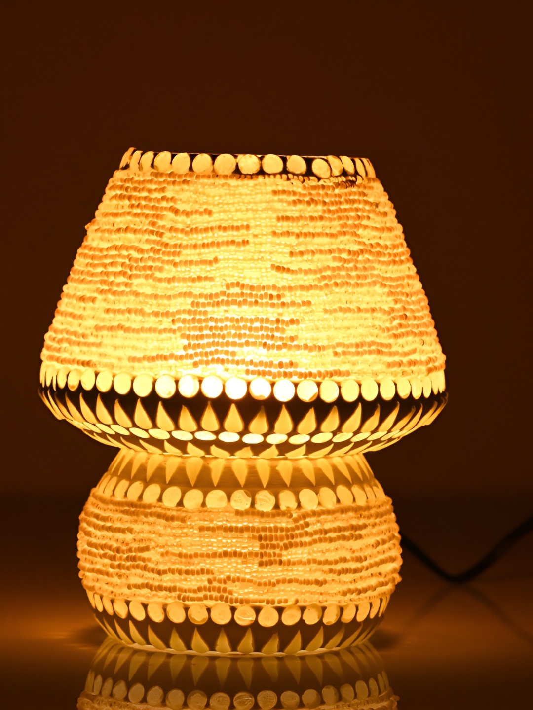 

1ST TIME Yellow Printed Glass Bell Shaped Table Lamp