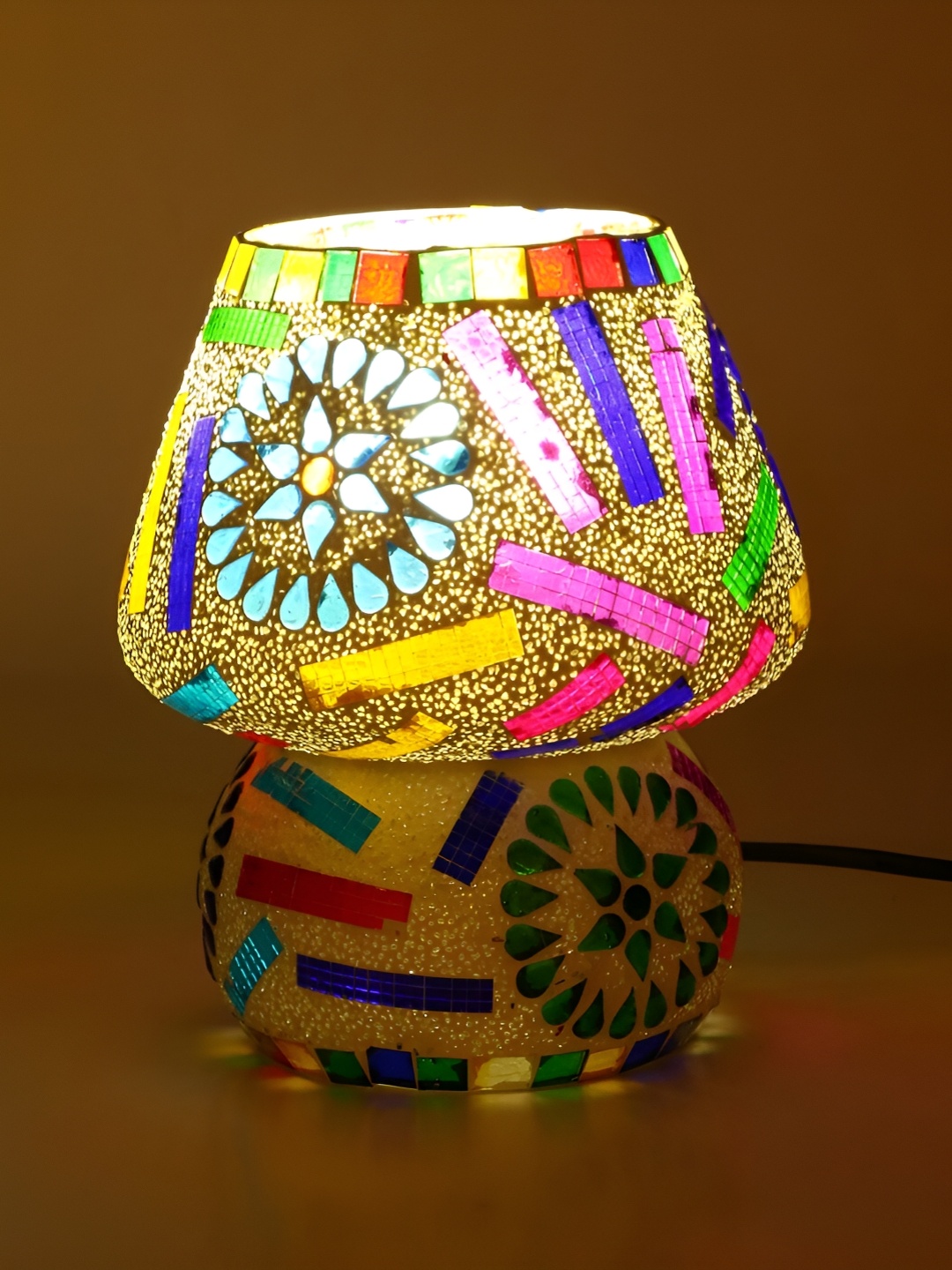 

1ST TIME White & Blue Textured Glass Contemporary Table Lamp