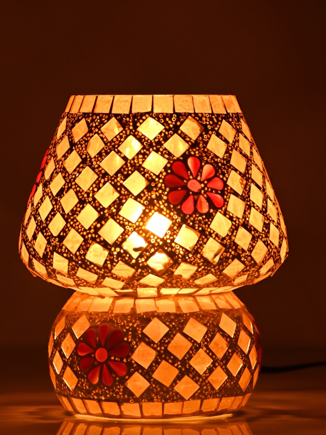 

1ST TIME Yellow & Red Textured Glass Contemporary Table Lamp