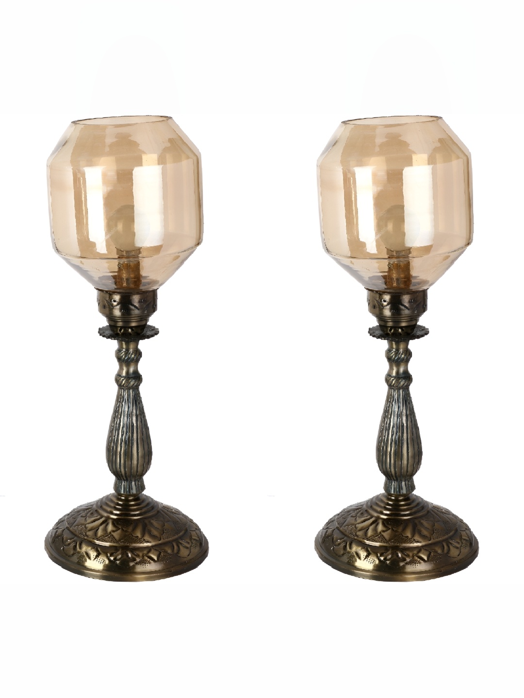 

1ST TIME Yellow 2 Pieces Metal Traditional Bell Shaped Table Lamp