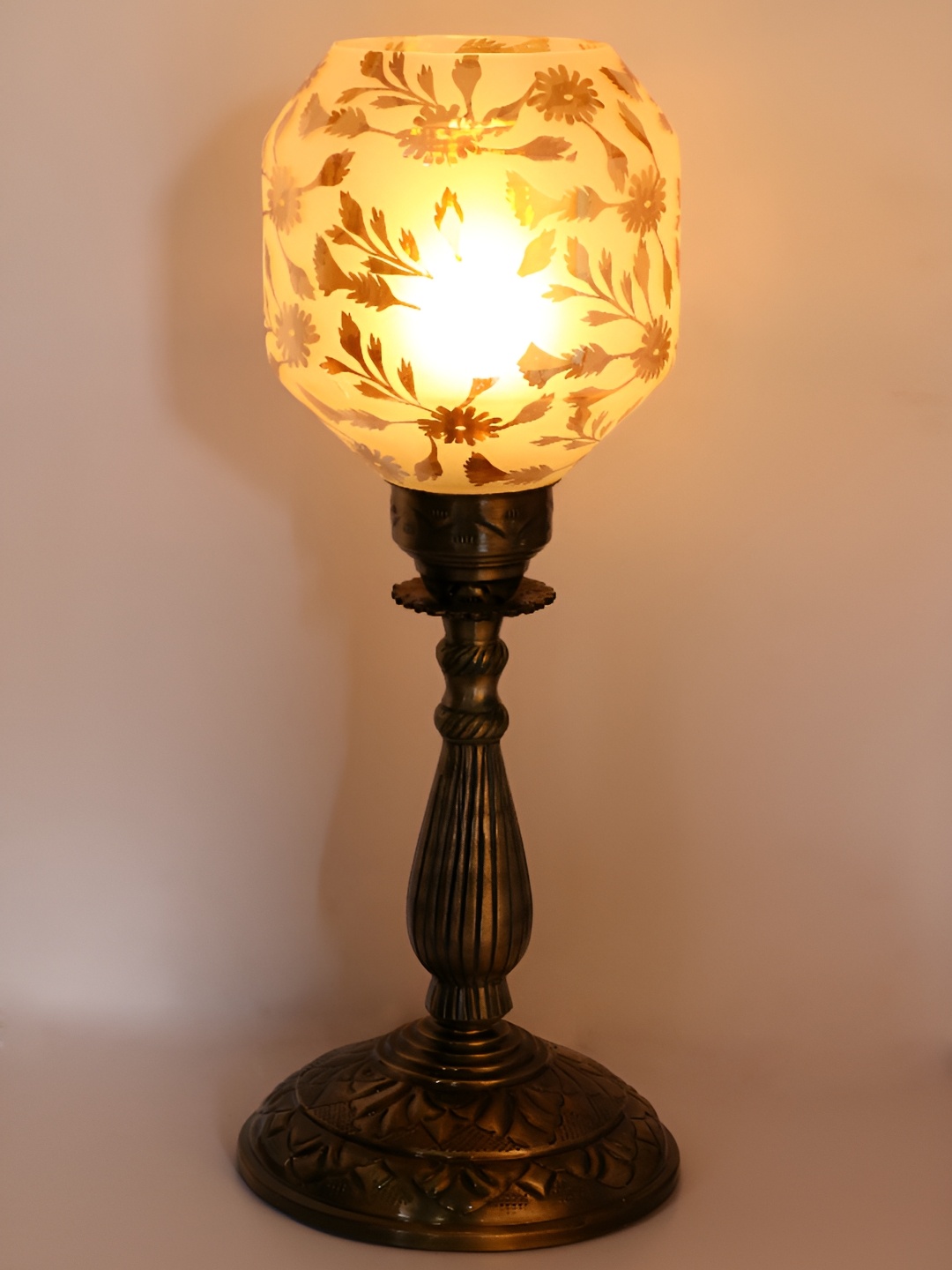

1ST TIME White Printed Metal Traditional Abstract Shaped Table Lamp