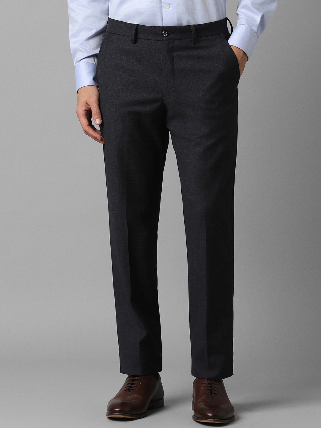 

Louis Philippe Men Mid-Rise Fit Formal Trousers, Black