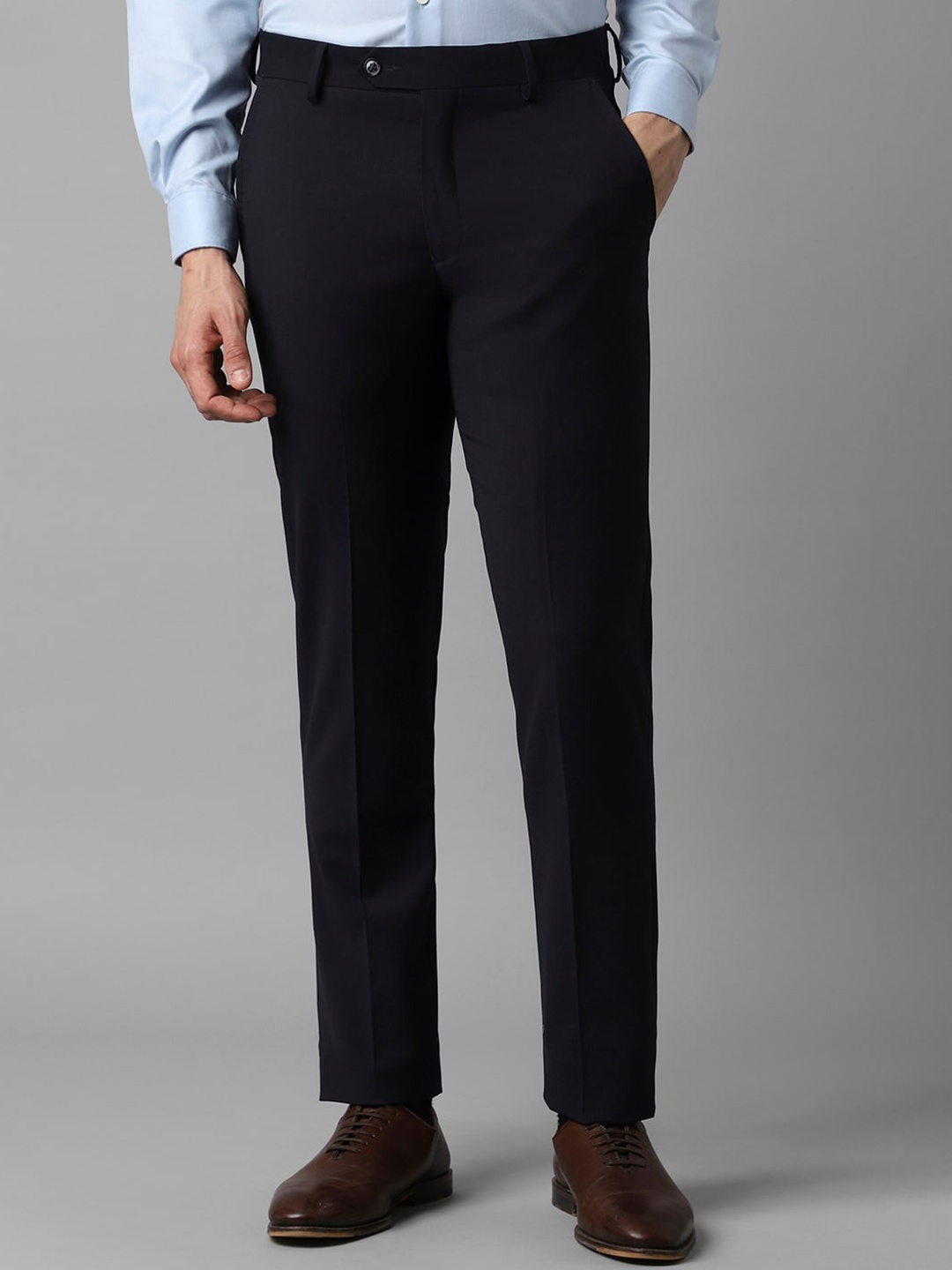 

Louis Philippe Men Mid-Rise Slim Fit Formal Trousers, Black