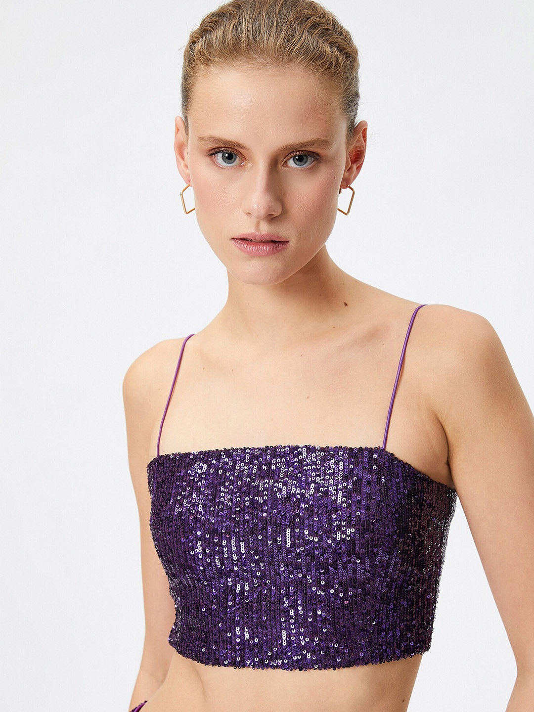 

Koton Embellished Bralette Crop Top, Purple